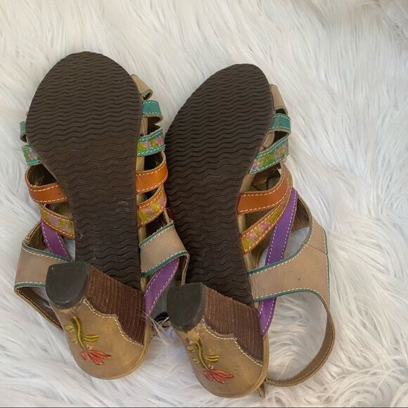 L'Artiste Spring Step Lilac Leather Sandals 10 - Picture 9 of 12